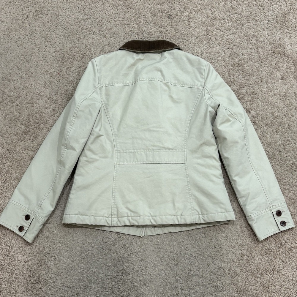 LL Bean Chore Jacket Womens Small Khaki Barn Quilt Lined Corduroy Collar Retro - Picture 6 of 10